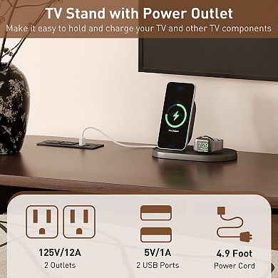 Trikiousd 70" TV Stand for TVs up to 80", Tambour Doors Storage Media Console with Power Outlet