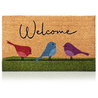 Colorful Bird Coconut Shell Door Mat 17"x29" Heavy-Duty Non-Slip