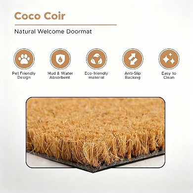 Colorful Bird Coconut Shell Door Mat 17"x29" Heavy-Duty Non-Slip