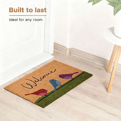 Colorful Bird Coconut Shell Door Mat 17"x29" Heavy-Duty Non-Slip