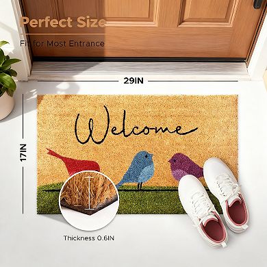 Colorful Bird Coconut Shell Door Mat 17"x29" Heavy-Duty Non-Slip