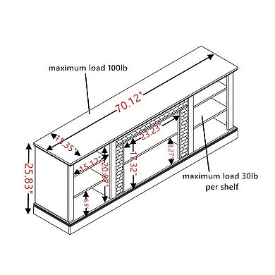 Trikiousd Large Faux Stone TV Stand with 23" Fireplace for TVs Up to 75"