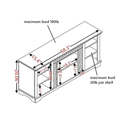 Trikiousd Mantel Electric Fireplace TV Stand with 18" Insert and Storage for TVs Up to 65"