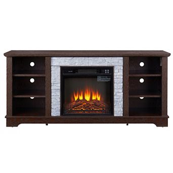 Trikiousd Mantel Electric Fireplace TV Stand with 18" Insert and Storage for TVs Up to 65"
