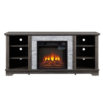 Trikiousd Mantel Electric Fireplace TV Stand with 18" Insert and Storage for TVs Up to 65"