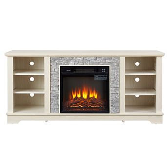 Trikiousd Mantel Electric Fireplace TV Stand with 18" Insert and Storage for TVs Up to 65"