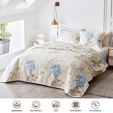 Floral Reversible Bedspread Set