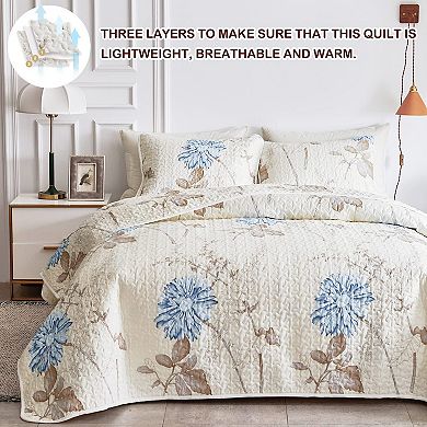 Floral Reversible Bedspread Set