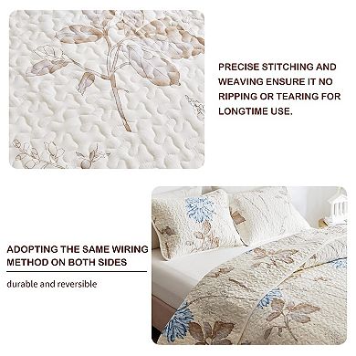 Floral Reversible Bedspread Set