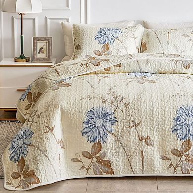Floral Reversible Bedspread Set