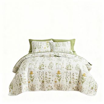 Floral Reversible Bedspread Set