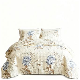 Floral Reversible Bedspread Set