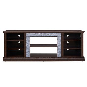 Trikiousd Large TV Media Stand with Faux Stone & Storage for TVs Up to 75"
