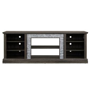 Trikiousd Large TV Media Stand with Faux Stone & Storage for TVs Up to 75"