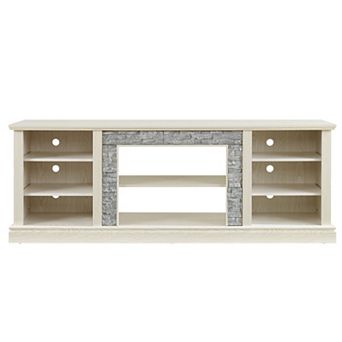 Trikiousd Large TV Media Stand with Faux Stone & Storage for TVs Up to 75"