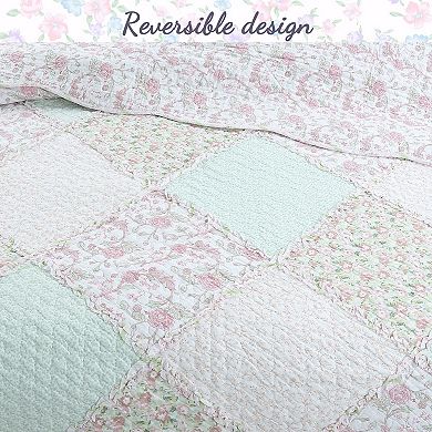Cotton Patchwork Floral Reversible Bedspread Bedding Set