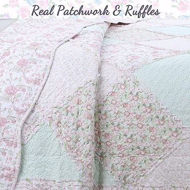 Cotton Patchwork Floral Reversible Bedspread Bedding Set