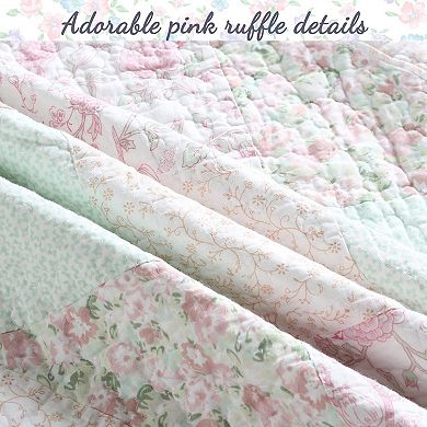 Cotton Patchwork Floral Reversible Bedspread Bedding Set
