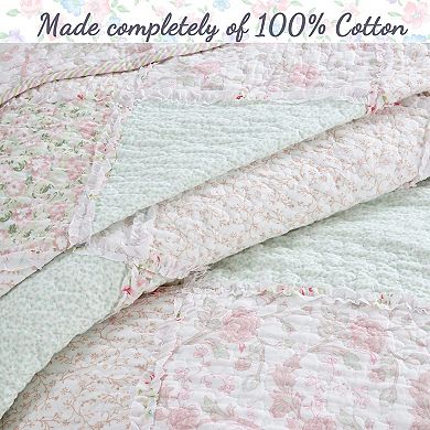 Cotton Patchwork Floral Reversible Bedspread Bedding Set