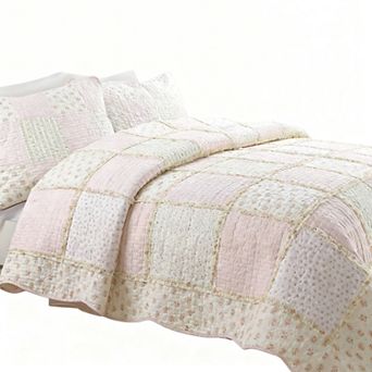 Cotton Patchwork Floral Reversible Bedspread Bedding Set