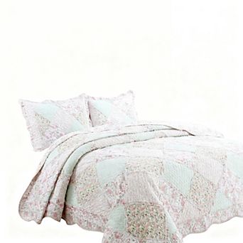Cotton Patchwork Floral Reversible Bedspread Bedding Set