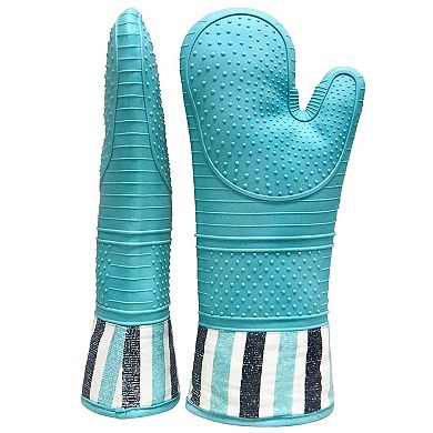 Heat-resistant 550°F silicone oven gloves, extra long