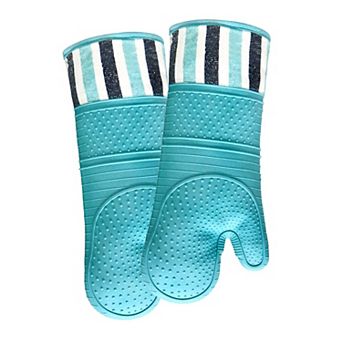 Heat-resistant 550°F silicone oven gloves, extra long