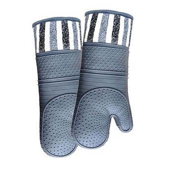 Heat-resistant 550°F silicone oven gloves, extra long