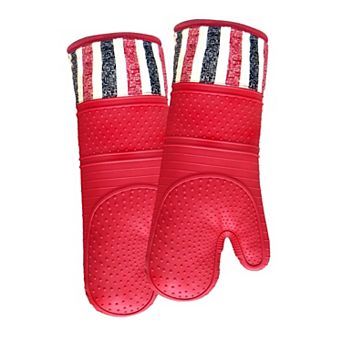 Heat-resistant 550°F silicone oven gloves, extra long