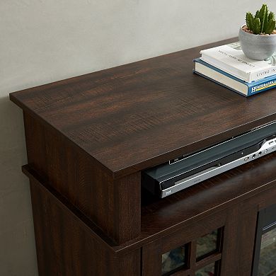 Trikiousd Fireplace TV Stand with Remote & Glass Doors for TVs Up to 65"