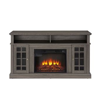 Trikiousd Fireplace TV Stand with Remote & Glass Doors for TVs Up to 65"