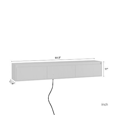 Trikiousd Floating TV Stand with LED Lights and Power Outlet, Wall-Mounted TV Cabinet