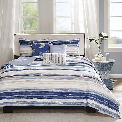Watercolor Stripe Reversible Lightweight Bedspread