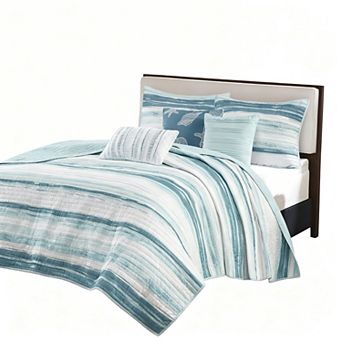 Watercolor Stripe Reversible Lightweight Bedspread