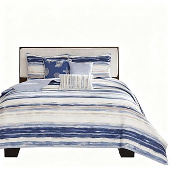 Watercolor Stripe Reversible Lightweight Bedspread