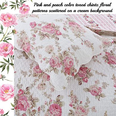 Floral Stripe Cotton Queen Bedspread