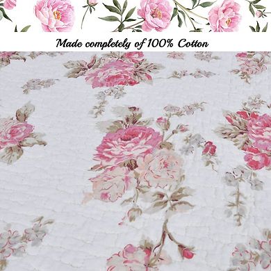 Floral Stripe Cotton Queen Bedspread