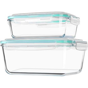 Zoulao Large Glass Food Storage Containers, 122oz & 50oz, Airtight Lids, Baking & Meal Prep.