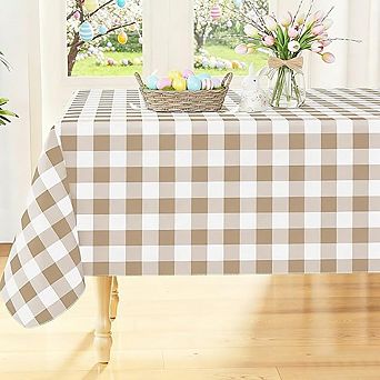 Waterproof Vinyl Tablecloth with Flannel Backing Buffalo Plaid Dining Cover