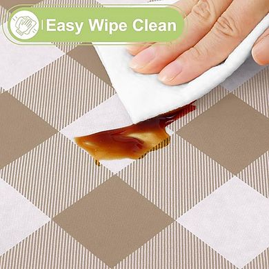Waterproof Vinyl Tablecloth with Flannel Backing Buffalo Plaid Dining Cover