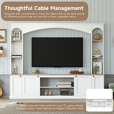 Trikiousd Arched Entertainment Center Wall Unit with Storage & Adjustable Shelves for TVs Up to 70"