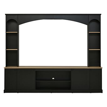 Trikiousd Arched Entertainment Center Wall Unit with Storage & Adjustable Shelves for TVs Up to 70"