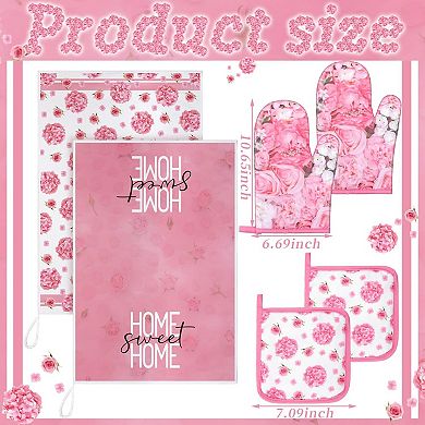 Kitchen Oven Gloves and Pot Handle Heat-Resistant Set