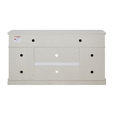 Trikiousd Embossed TV Stand with 23" Fireplace & Sliding Door Storage