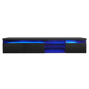 Trikiousd LED TV Stand with Glass Shelves & Storage for TVs Up to 105"