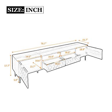Trikiousd 3D Diamond Pattern TV Stand for 85-Inch TV with Storage and Drawers