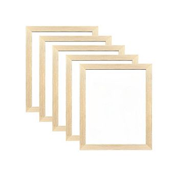 Zoulao Set of 5 Natural Wood 8x10 Picture Frames, Displays 5x7 with Mat or 8x10, Wall or Tabletop.