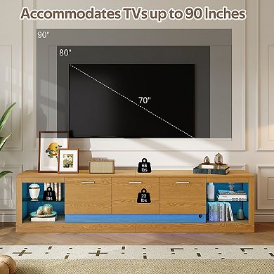 Trikiousd 78" Modern LED TV Stand for TVs up to 90", Entertainment Center with Storage Cabinets