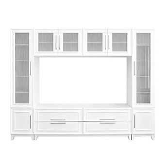 Trikiousd 102" Wall Unit TV Stand with Glass Doors & Drawers for TVs Up to 75"