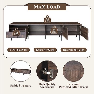 Trikiousd 78.7" Mid Century TV Stand for 65+" TVs, Storage Cabinets & Drawer Entertainment Center